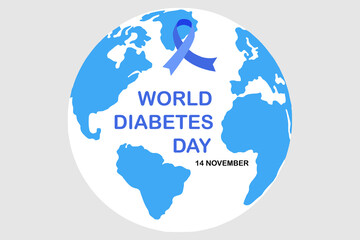 World diabetes day, background with world map, 14 november.
