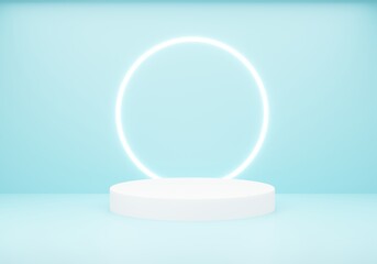 3d background product display podium scene. Blue circle podium product, Blue product display, Blue product stand with in blue