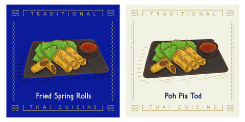 Poh Pia Tod or Fried Spring Rolls - Thai food