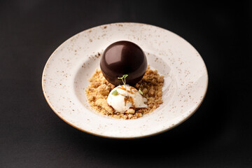 hot chocolate on a dessert with icecream