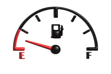 Fuel indicator, fuel gauge on black background. Full tank. Automobile panel, fuel pump sign.