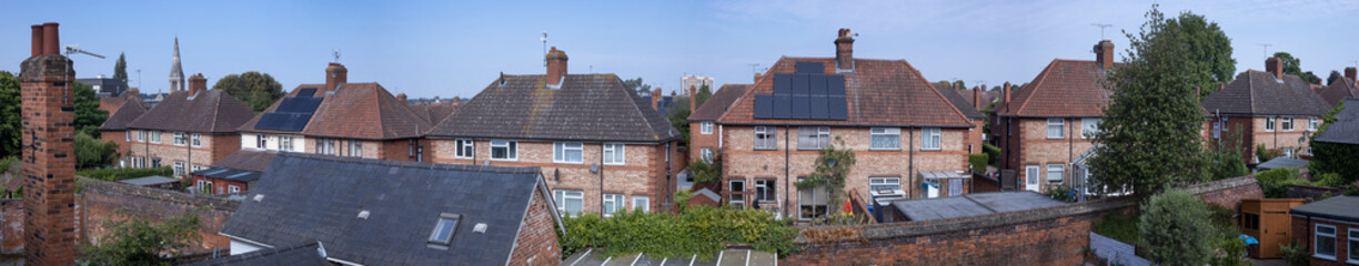 Fototapeta na wymiar row of houses, panorama, england, ipswich, great brittain, suffolk, uk,