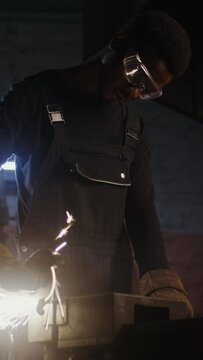 Blacksmith workplace, iron forging workflow.