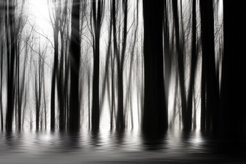 Mystical old spooky forest in flood