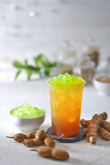 Glass of Ice Tamarind Tea Asian Traditional Drinks
