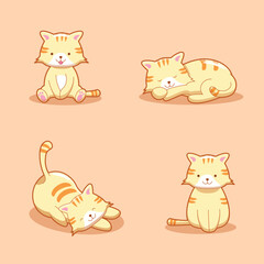 set of funny cartoon cats