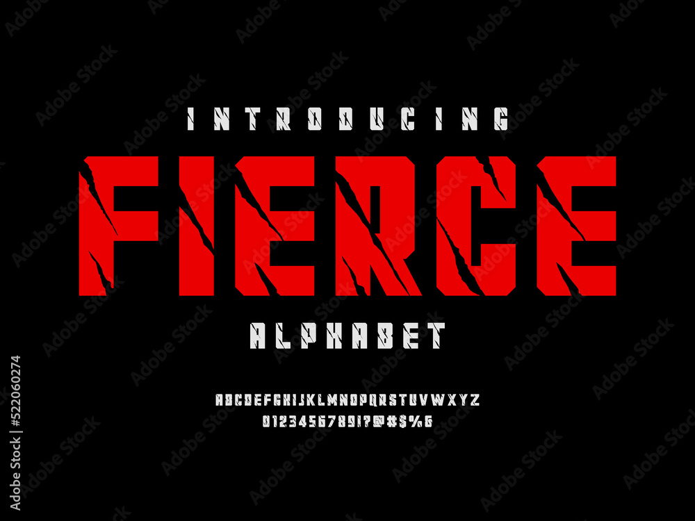 Poster vector of modern sliced style alphabet design with uppercase, numbers and symbols