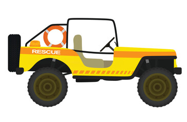 Yellow rescue car. vector illustration