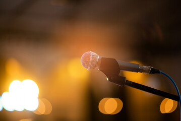 microphone on stage, speaker, conference