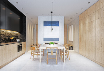 modern kitchen design. 3d interior rendering