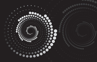 Gradient Design Spiral dots element. Abstract monochrome backdrop. Vector art