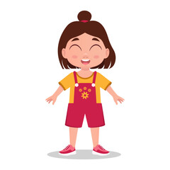 Cute smiling girl, schoolgirl, child. Vector illustration