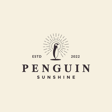 penguin hipster sunburst logo design