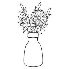 illustration of flowers in a vase beautiful flowers in glass jar hand painted vector wedding greeting card