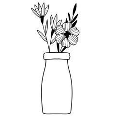 illustration of flowers in a vase beautiful flowers in glass jar hand painted vector wedding greeting card