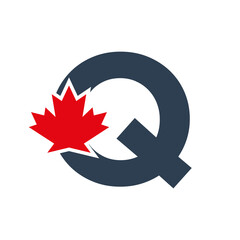 Letter Q Maple Leaf Logo Template Symbol of Canada. Minimal Canadian Logo Business and Company Identity