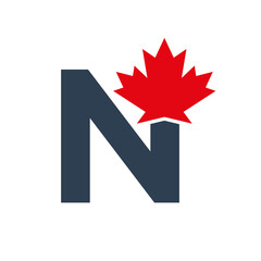 Letter N Maple Leaf Logo Template Symbol of Canada. Minimal Canadian Logo Business and Company Identity
