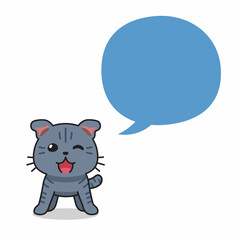 Cartoon character cute tabby cat with speech bubble for design