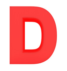 letter D 3d red isolated on white - 3d rendering