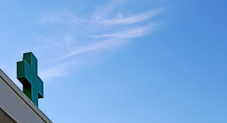 Cross placed on buildings or cemeteries