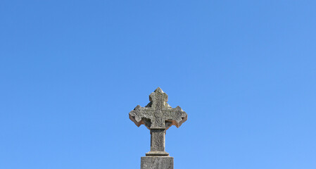 Cross placed on buildings or cemeteries