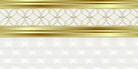 Modern white and gold abstract background. Abstract geometric shape white gold background and shadow 3D layered for presentation design.