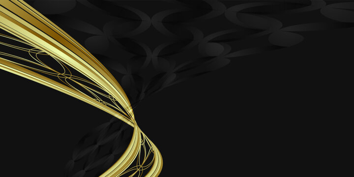 Abstract luxurious black gold background. Dark banner template vector with geometric shape patterns . Digital graphic design