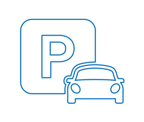 Car parking outline vector icon. Blue Parking symbol.