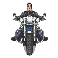 motorcycle adventure, riders vector illustration - obrazy, fototapety, plakaty