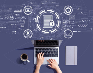 Obraz na płótnie Canvas Data protection concept with person using a laptop computer
