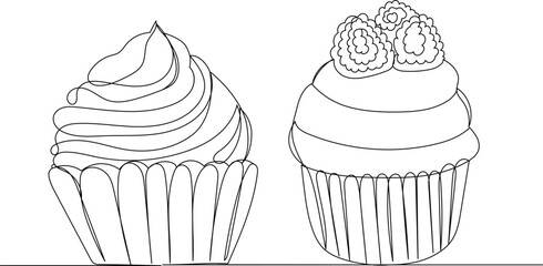 pastry drawing one continuous line vector