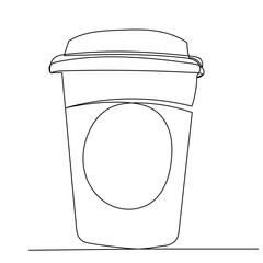 coffee cup drawing one continuous line vector