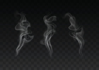 Vector set of realistic smoke effects on dark background © Kateina