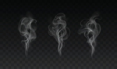 Vector set of realistic smoke effects on dark background - 522067666