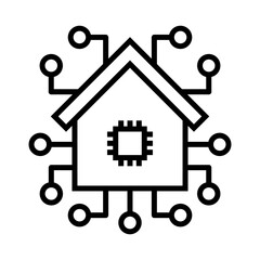 black and white artificial intelligence simple icon illustration of smart home