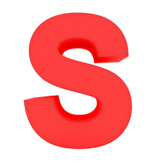 letter S 3d red isolated on white - 3d rendering
