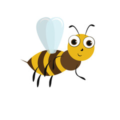 illustration of a bee isolated on white background. Design element for printing on t-shirts, toys, dishes.