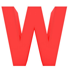 letter W 3d red isolated on white - 3d rendering