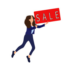 sale billboard girl vector illustration