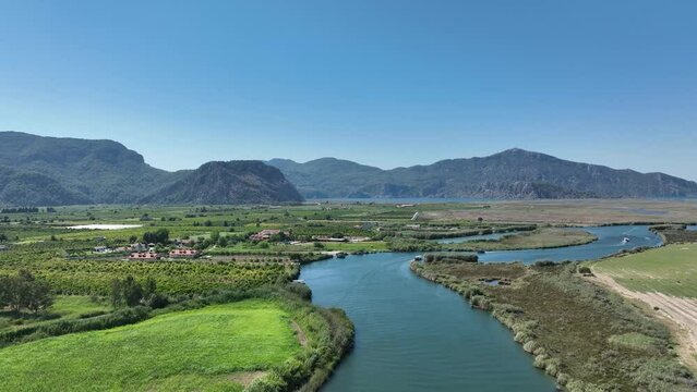Dalyan river. Aerial vies of dalyan fethiye turkey.