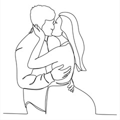 Continuous line drawing of women and men in love