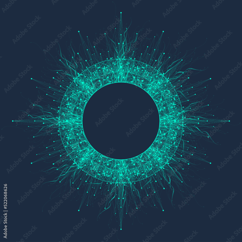 Aufkleber Artificial intelligence logo. Machine Learning concept. Digital Brain. Neural Networks and Learning Processing Big Data. Data flow background. Vector illustration