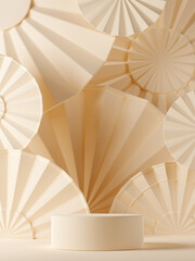 Chinese beige luxury background with pedestal, podium, round stage