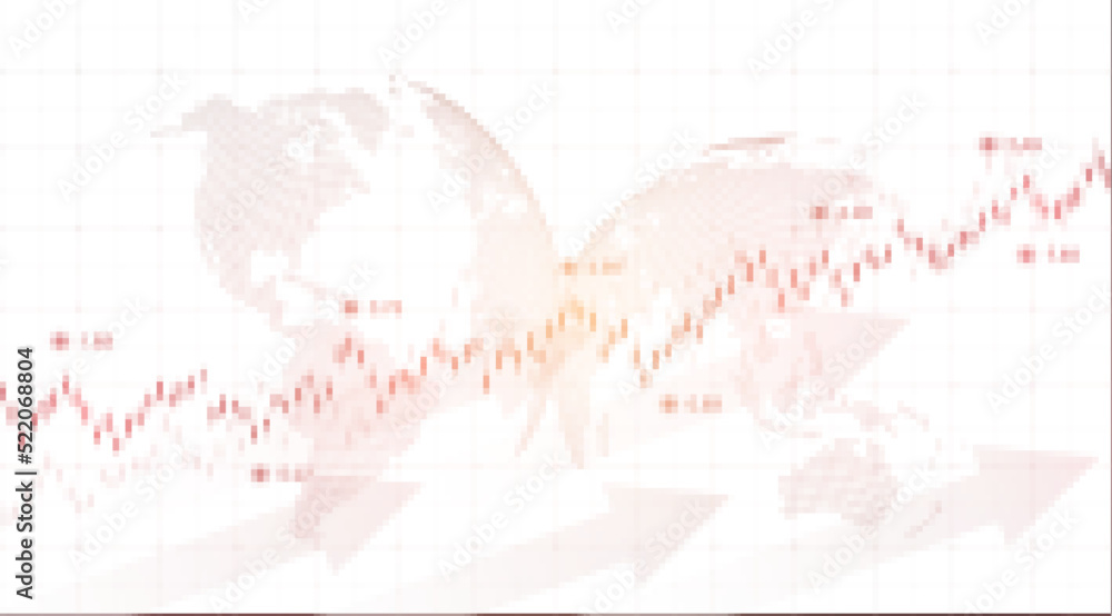 Poster financial data graph chart on grey background. business background with candlesticks chart for repor