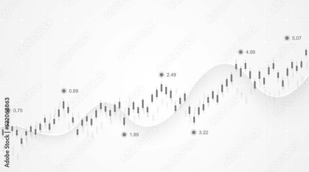 Aufkleber financial data graph chart on grey background. business background with candlesticks chart for repor