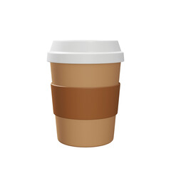 Disposable paper coffee cup. Isolated realistic 3d illustration
