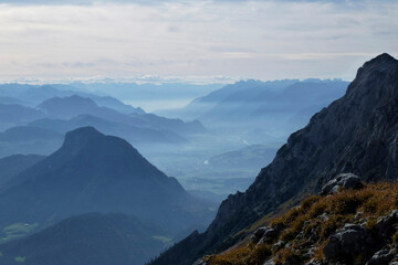 Mountain crossing Hackenkopfe mountains, Tyrol, Austria
