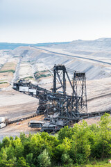 Huge excavator in the lignite opencast mine Garzweiler in the Rhine area in Germany