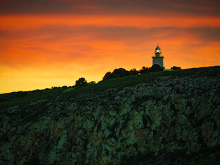 Fototapeta na wymiar Lighthouse on cliff in Spain