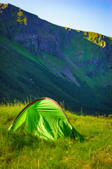 Tent on nature, Lofoten Norway
